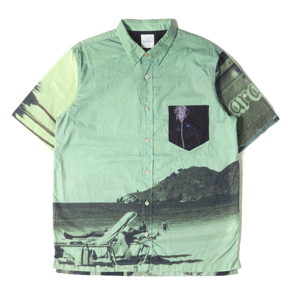 ビーチ フォトプリント コットン 半袖シャツ