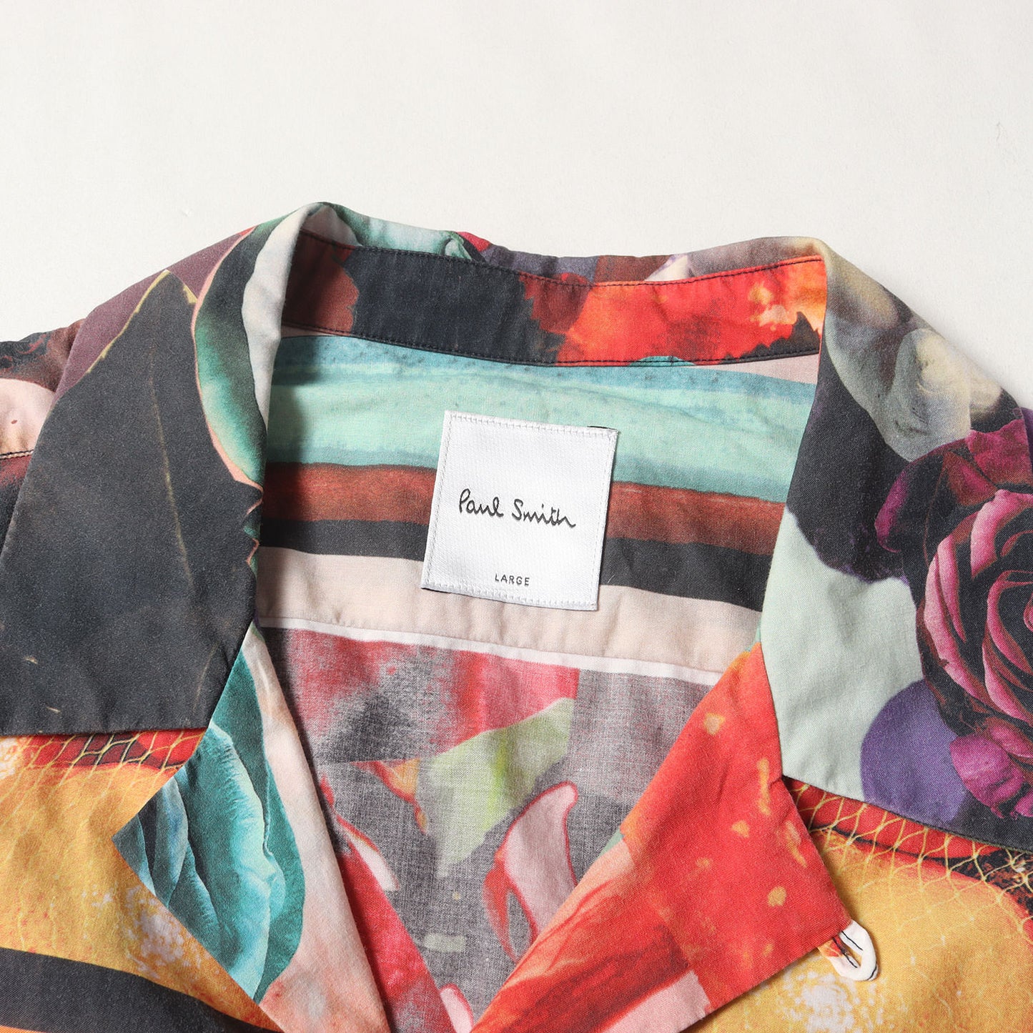 ローズ コラージュ柄 オープンカラー 半袖シャツ