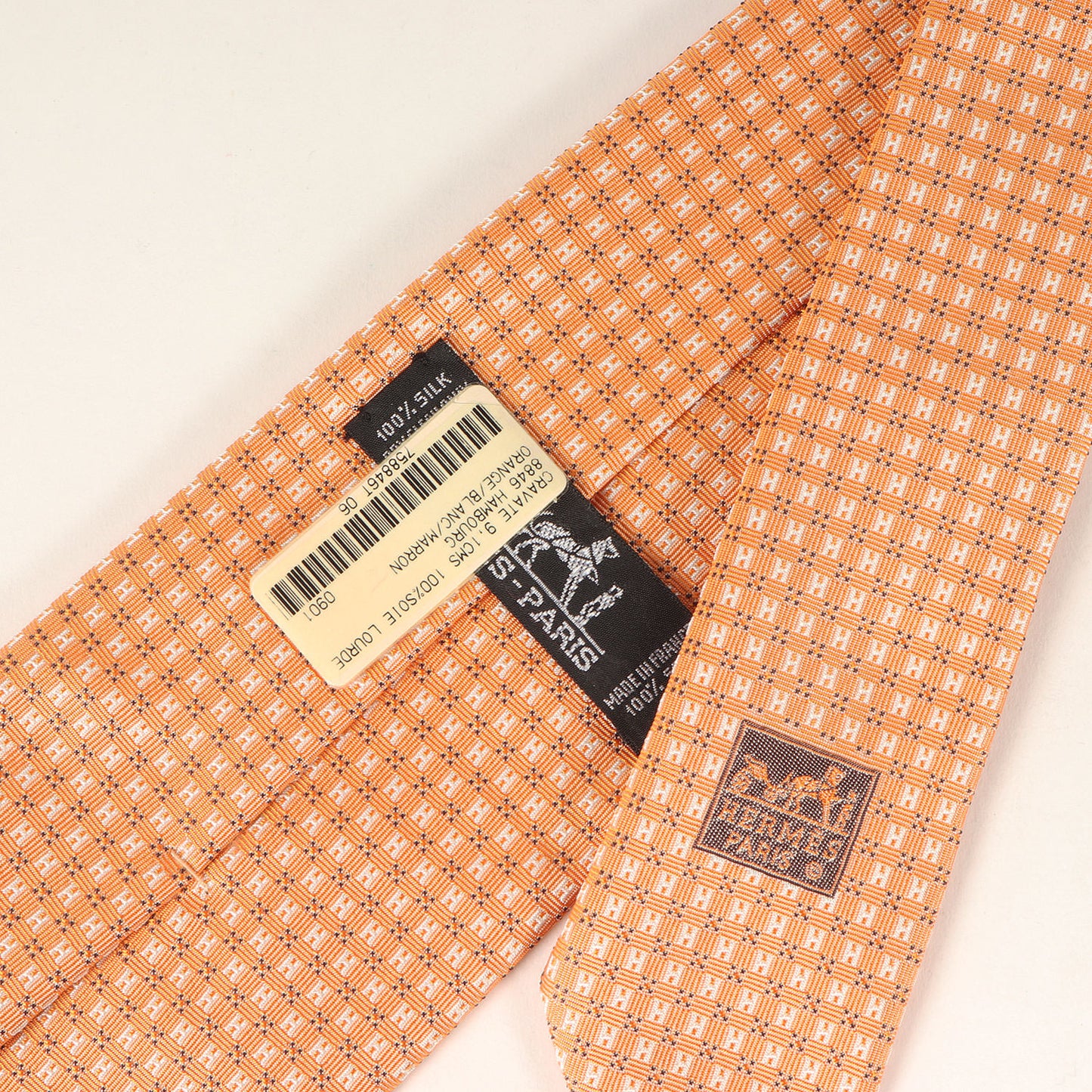 Hロゴ刺繍柄 シルク ネクタイ