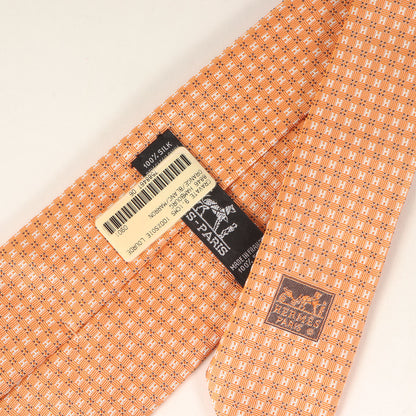 Hロゴ刺繍柄 シルク ネクタイ