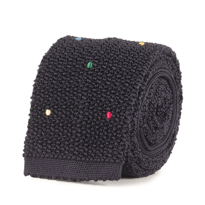 マルチドット刺繍 シルクニット スクエア ネクタイ