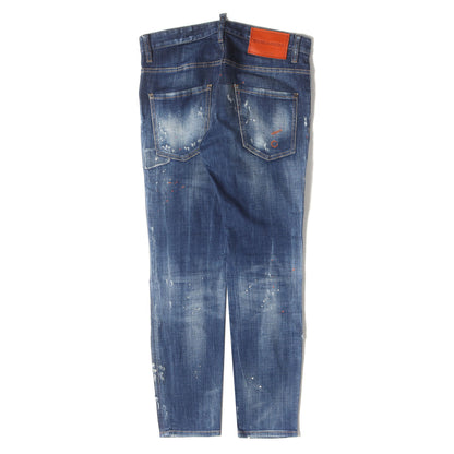 20SS ダメージリペア&ペンキ加工 スリム ストレッチ デニムパンツ(SKATER JEAN)