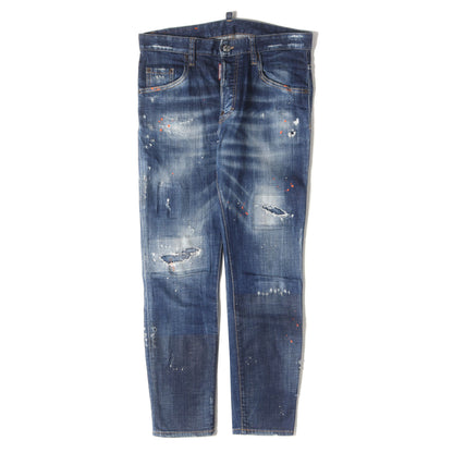 20SS ダメージリペア&ペンキ加工 スリム ストレッチ デニムパンツ(SKATER JEAN)