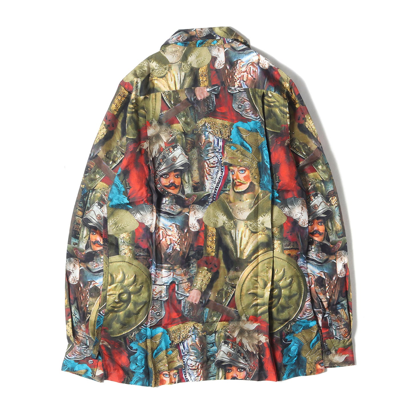 総柄デザイン オープンカラー シルクシャツ