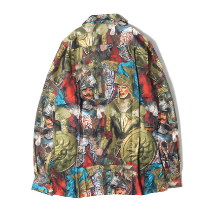 総柄デザイン オープンカラー シルクシャツ