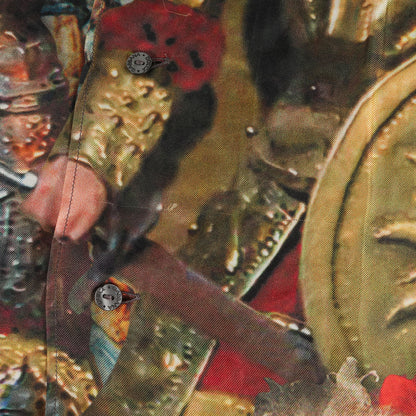 総柄デザイン オープンカラー シルクシャツ