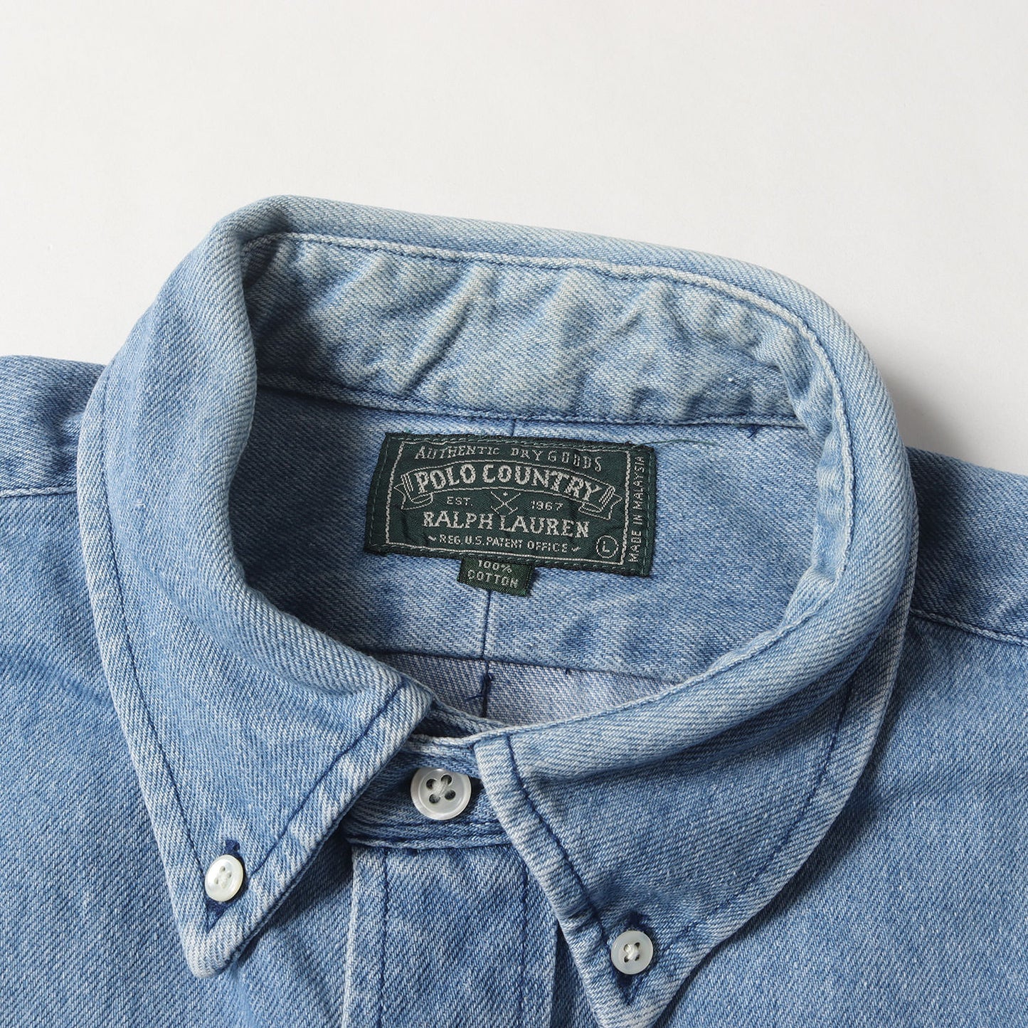 [希少 POLO COUNTRY] 90s 赤ポニー ボタンダウン デニムシャツ