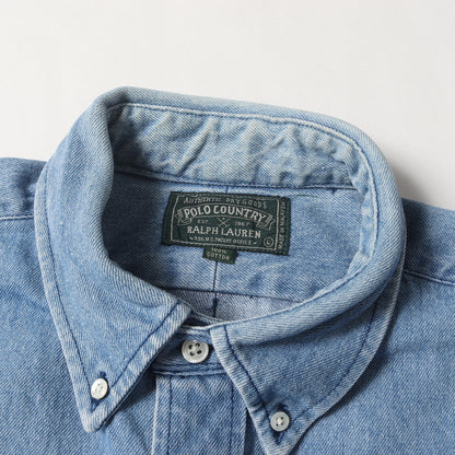 [希少 POLO COUNTRY] 90s 赤ポニー ボタンダウン デニムシャツ