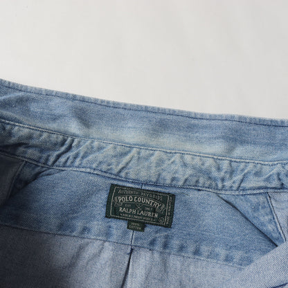 [希少 POLO COUNTRY] 90s 赤ポニー ボタンダウン デニムシャツ