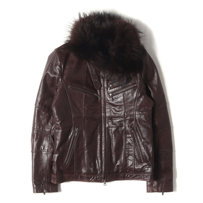 リアルファー襟 カウレザー シングル ライダースジャケット