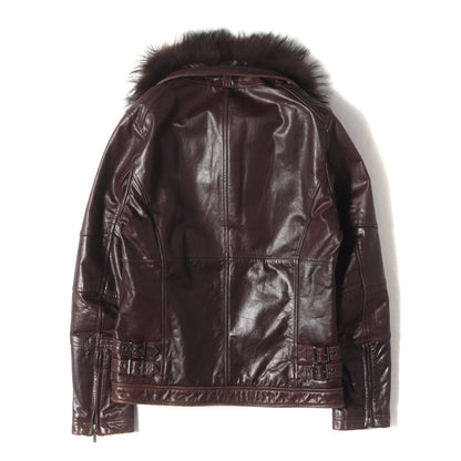 リアルファー襟 カウレザー シングル ライダースジャケット