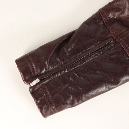 リアルファー襟 カウレザー シングル ライダースジャケット