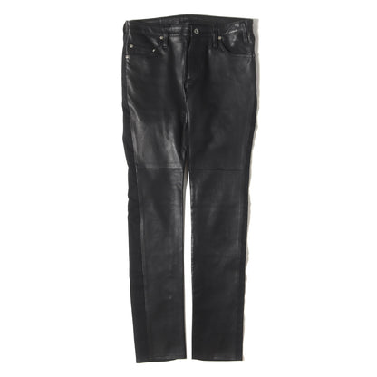 ゴートスキンレザー コンビ ストレッチ デニムパンツ