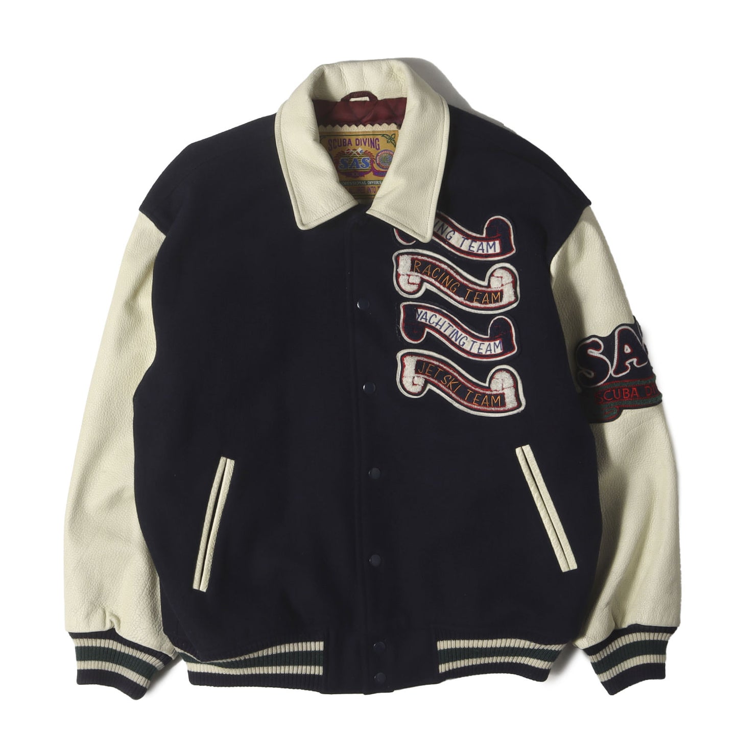 90s 袖レザー メルトン スタジャン / SAS SCUBA DIVING 1992年製