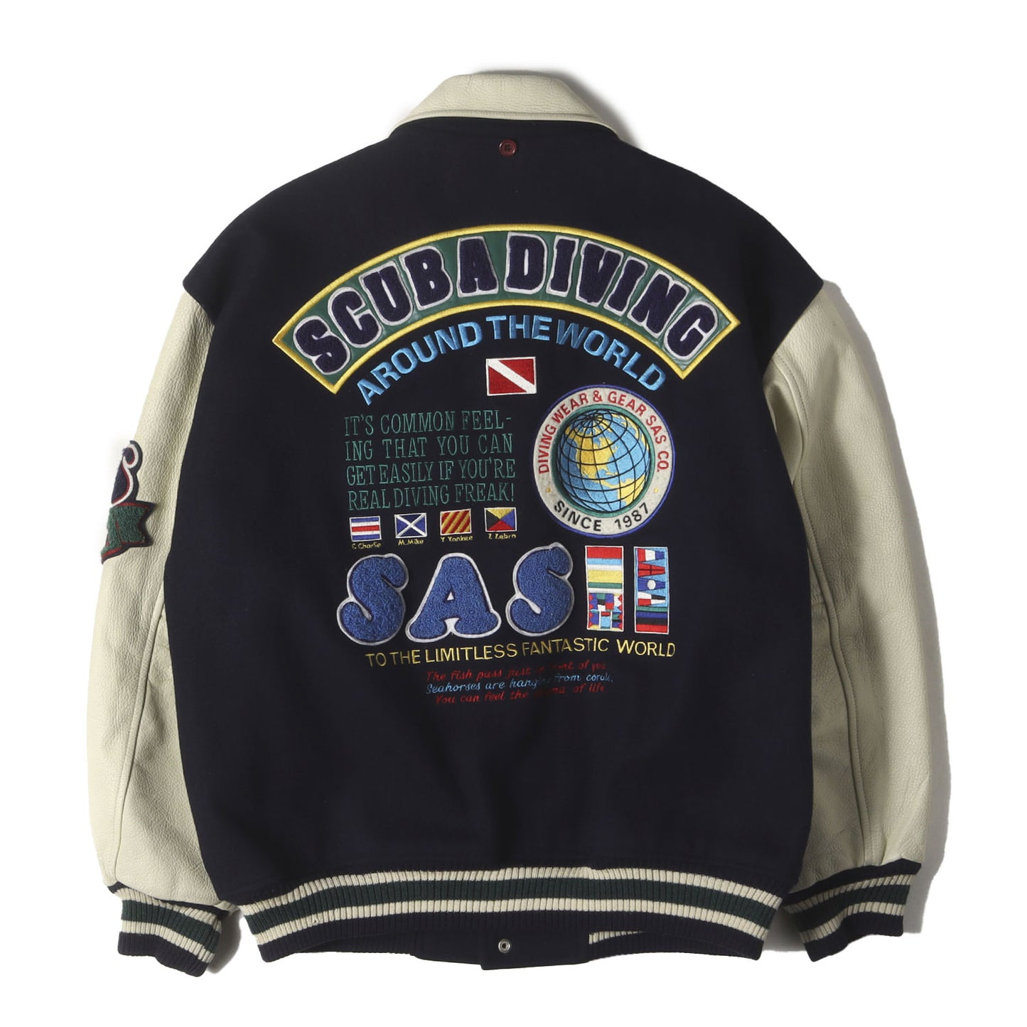 90s 袖レザー メルトン スタジャン / SAS SCUBA DIVING 1992年製