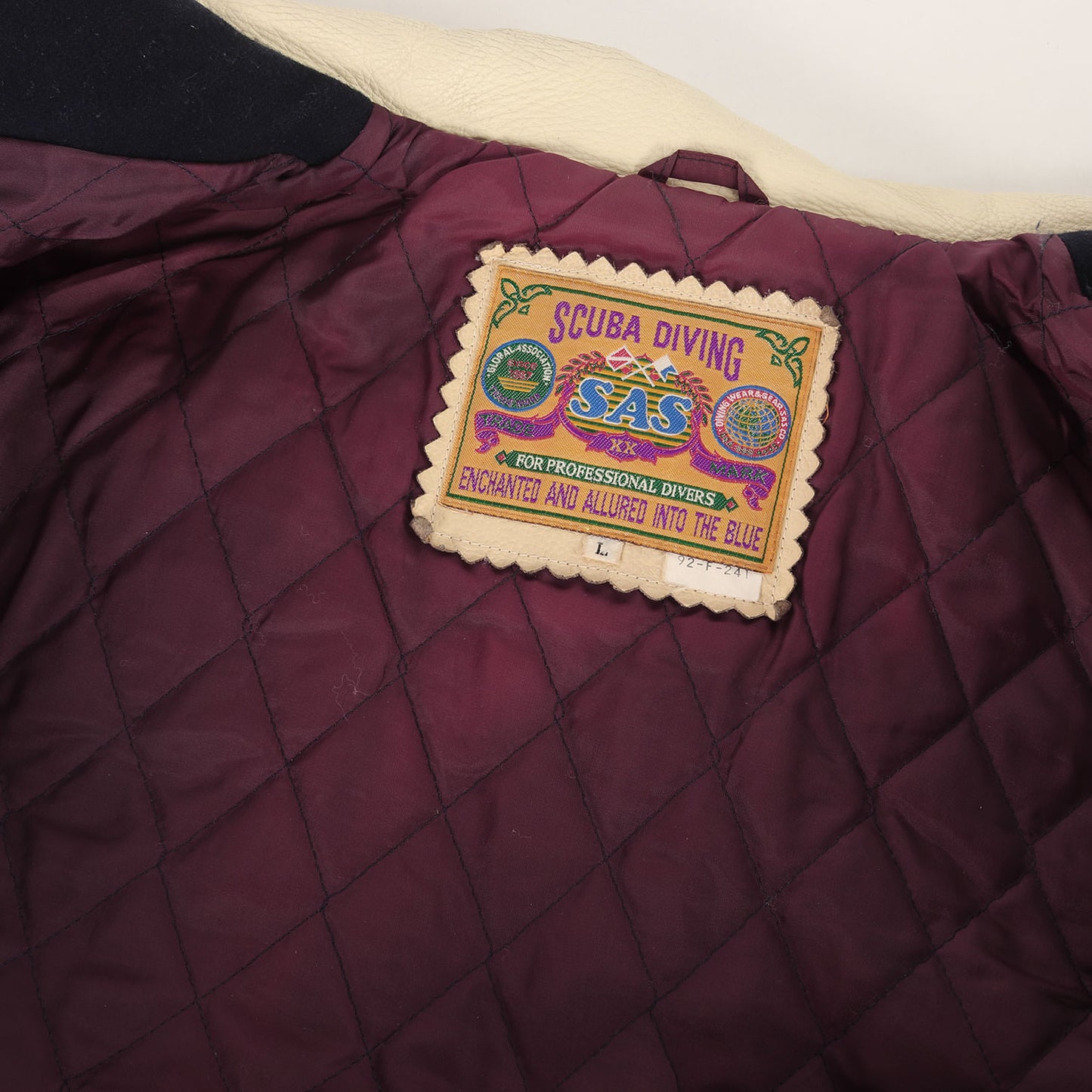 90s 袖レザー メルトン スタジャン / SAS SCUBA DIVING 1992年製