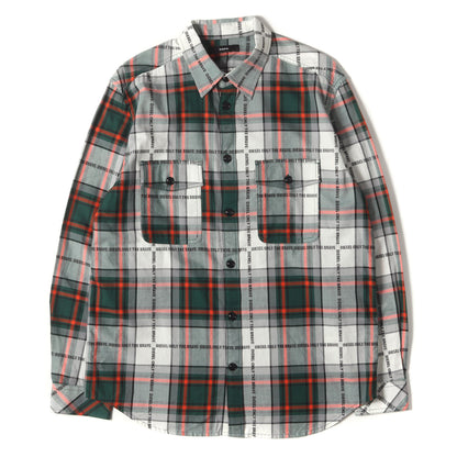 ロゴ刺繍 タータンチェック コットン シャツ