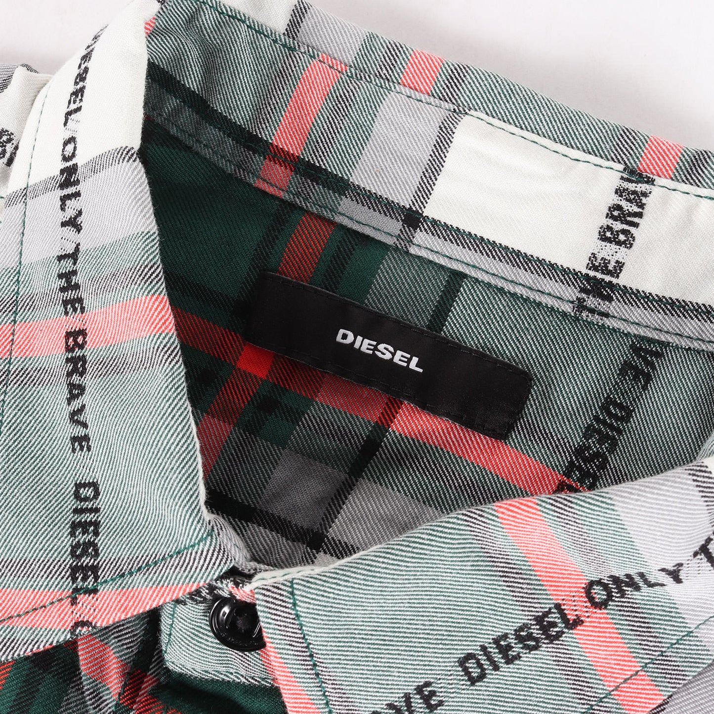 ロゴ刺繍 タータンチェック コットン シャツ