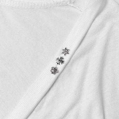 00s スタースタッド&クロススタッド&BSフレアスタッド ロジウムコーティング Vネック Tシャツ