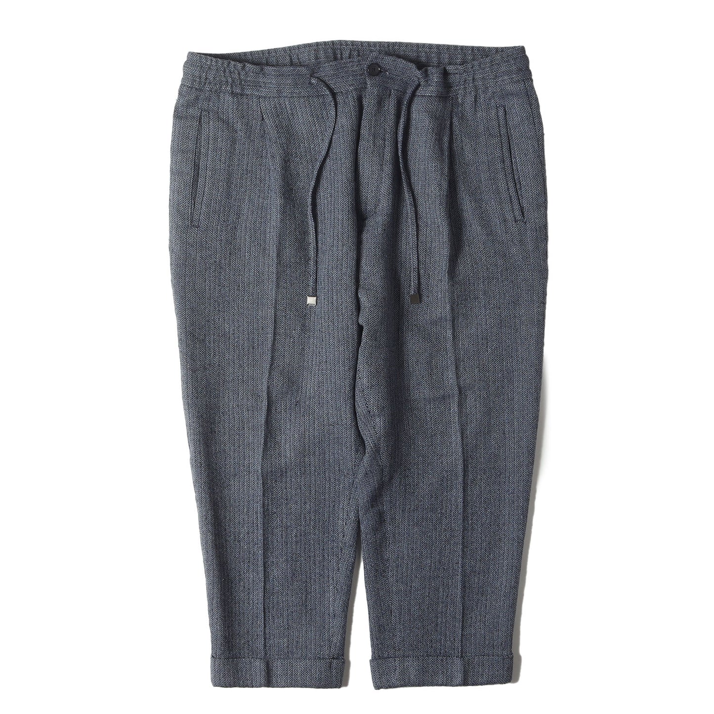 22SS ウール/シルク/リネン ストレッチ クロップド イージーパンツ