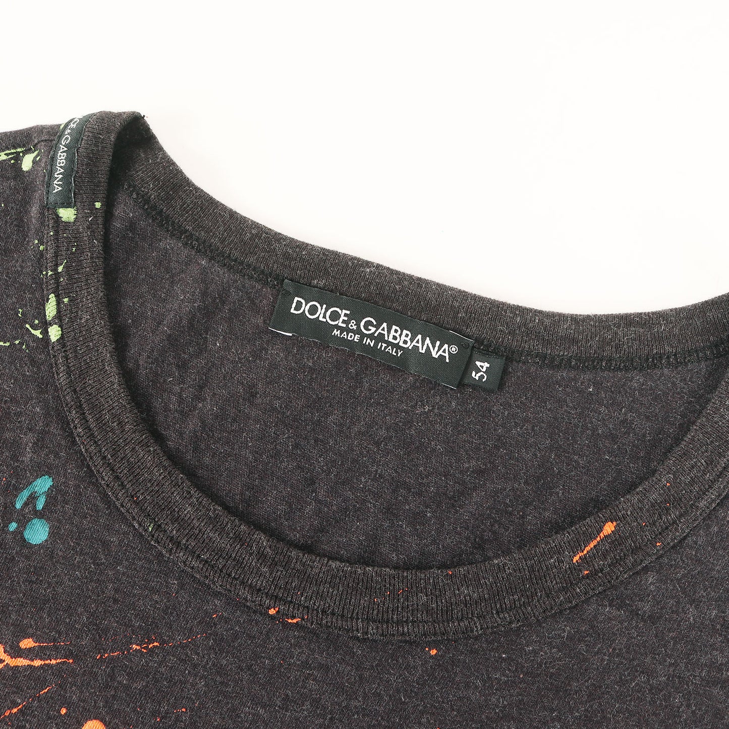 24SS ドリップペイントDGロゴ ポケット Tシャツ(Flocked Paint Splatter Melange Cotton jersey T-Shirt)
