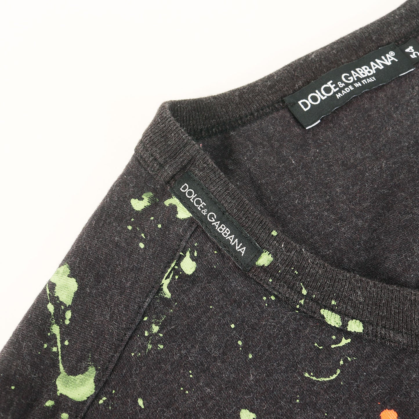 24SS ドリップペイントDGロゴ ポケット Tシャツ(Flocked Paint Splatter Melange Cotton jersey T-Shirt)