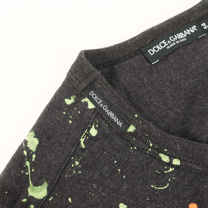 24SS ドリップペイントDGロゴ ポケット Tシャツ(Flocked Paint Splatter Melange Cotton jersey T-Shirt)