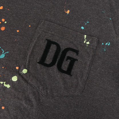 24SS ドリップペイントDGロゴ ポケット Tシャツ(Flocked Paint Splatter Melange Cotton jersey T-Shirt)