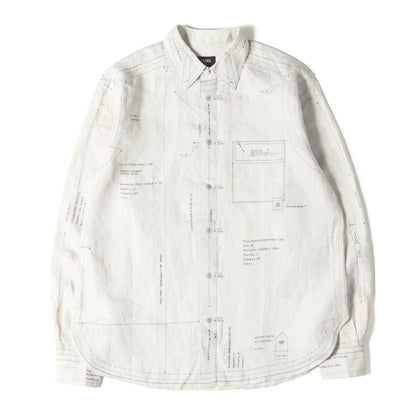 24SS 縫製仕様書プリント 比翼ボタン リネンシャツ