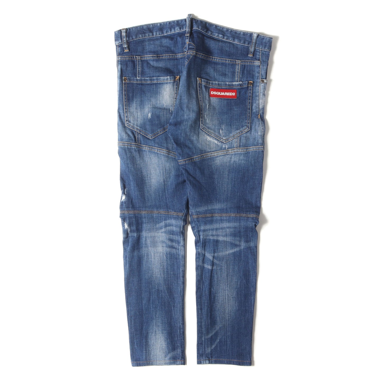 ダメージリペア加工 ストレッチ スリム デニムパンツ(Tidy Biker Jean)