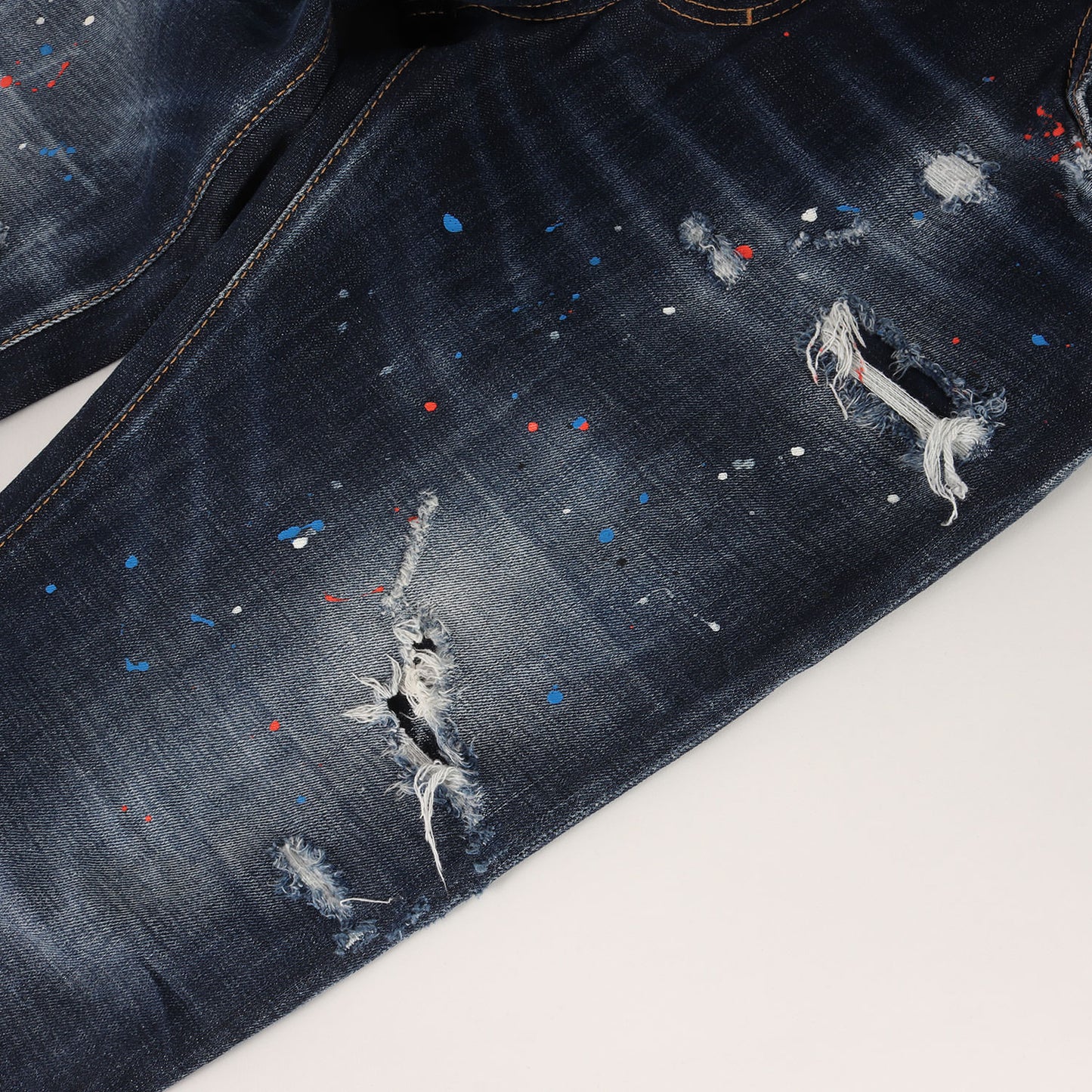 22SS ダメージリペア加工 ストレッチ テーパード デニムパンツ(SKATER JEAN)