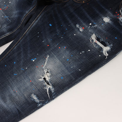 22SS ダメージリペア加工 ストレッチ テーパード デニムパンツ(SKATER JEAN)