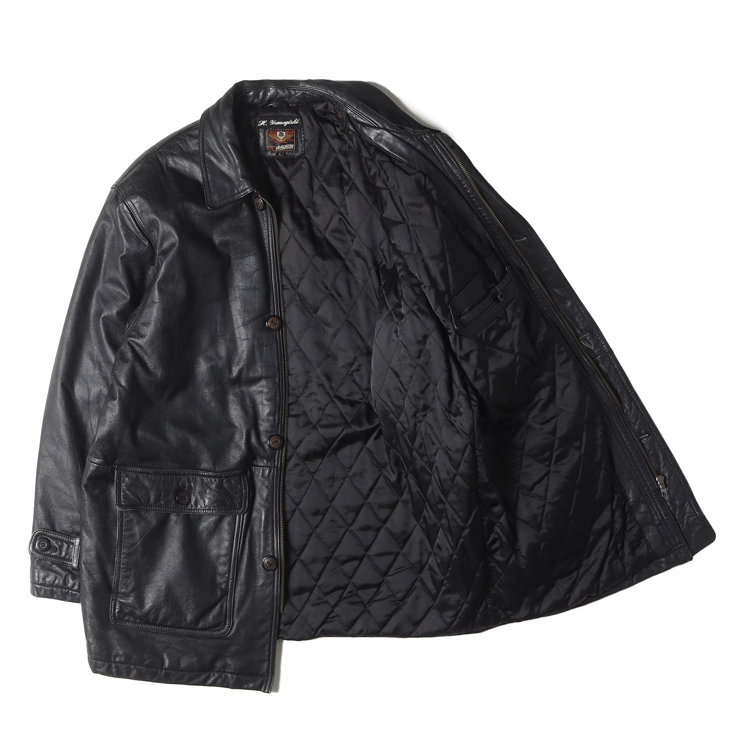 90s 裏地キルティング レザー ジップ カーコート CRACKERS - ブランド