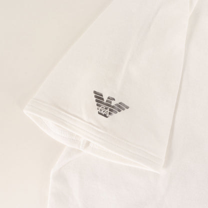 箔押しプリント ストレッチ Vネック Tシャツ