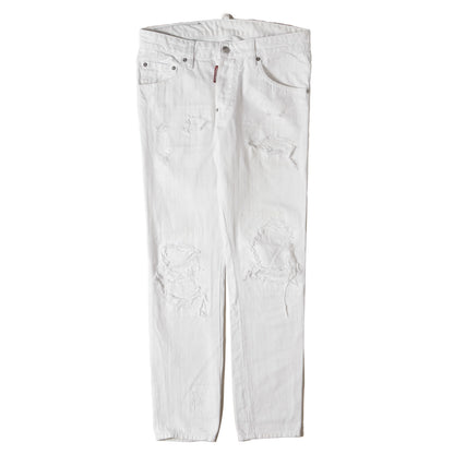 23SS スケーター クラッシュリペア加工 スリム デニムパンツ(Skater Jeans)