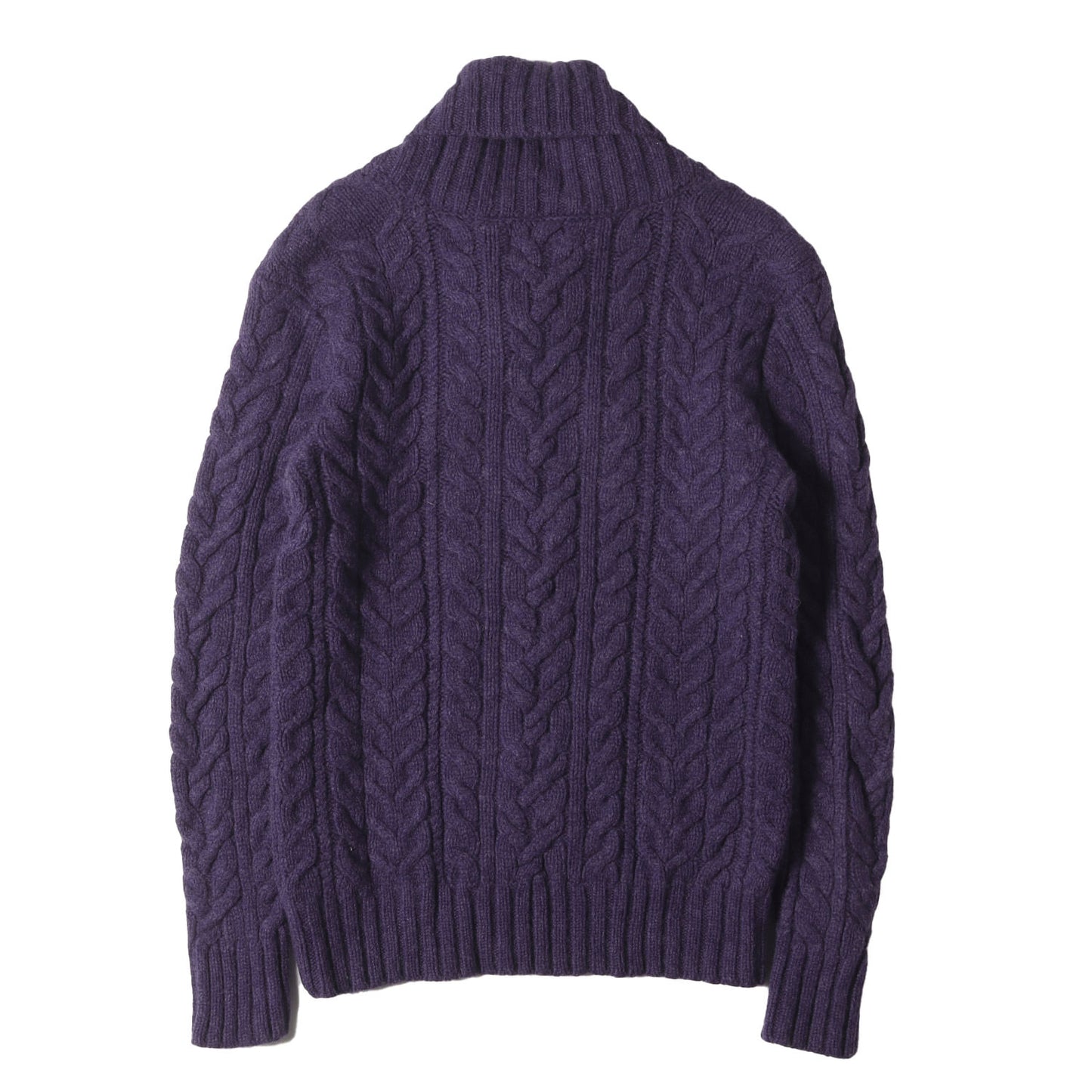 ショールカラー ケーブル編み ウール/アンゴラ ニット