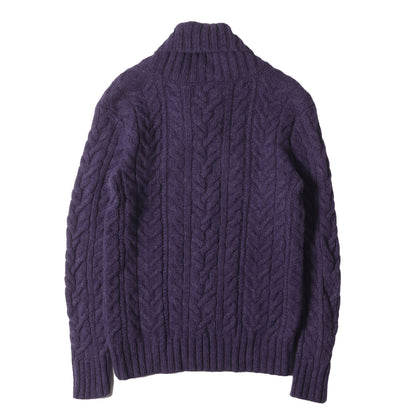 ショールカラー ケーブル編み ウール/アンゴラ ニット