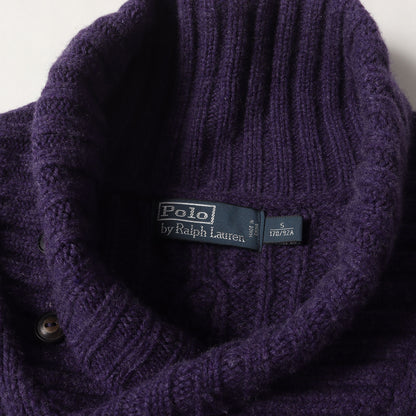 ショールカラー ケーブル編み ウール/アンゴラ ニット