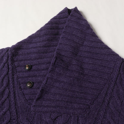 ショールカラー ケーブル編み ウール/アンゴラ ニット