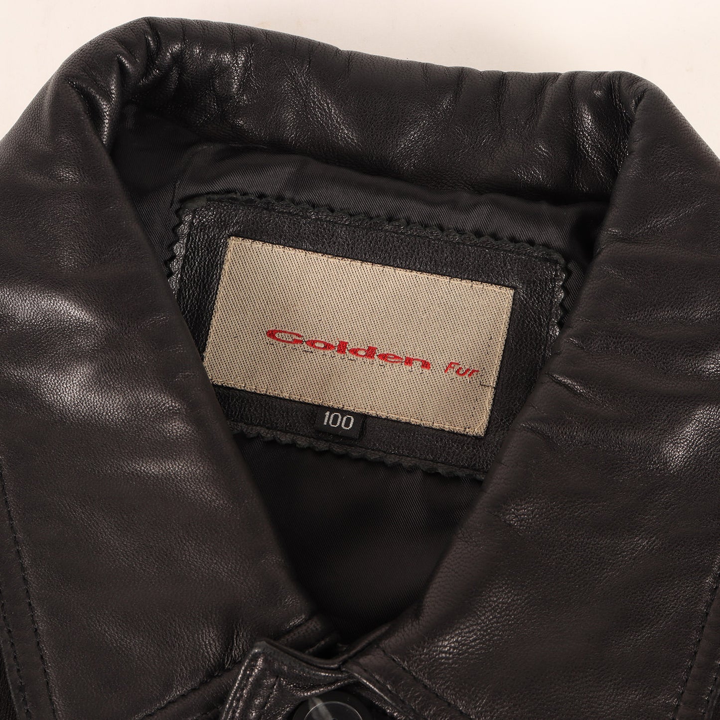 90s シープスキンレザー ボタン カーコート / Golden Fur ゴールデンファー