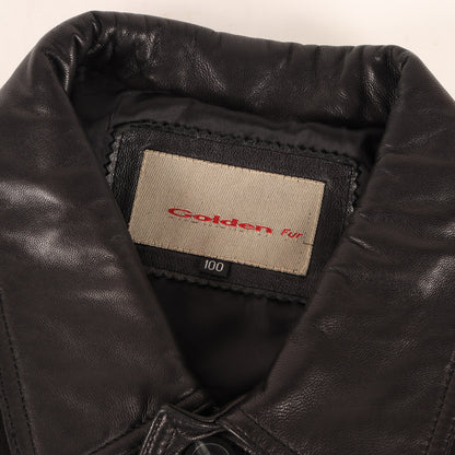 90s シープスキンレザー ボタン カーコート / Golden Fur ゴールデンファー