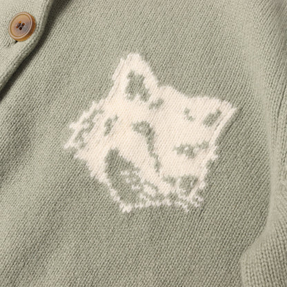 24AW メリノウールニット ハイネック カーディガン(Fox Head Intarsia Merino High Neck Cardigan)