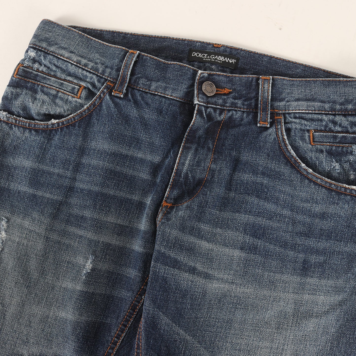 ロゴプレート付き ヴィンテージ加工 デニムパンツ(CLASSIC 14)