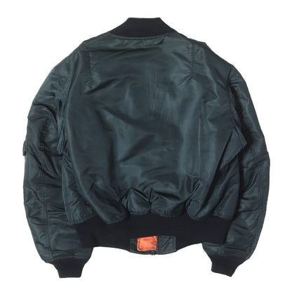 90s レザーパッチ付き ナイロンツイル MA-1 フライトジャケット USA製