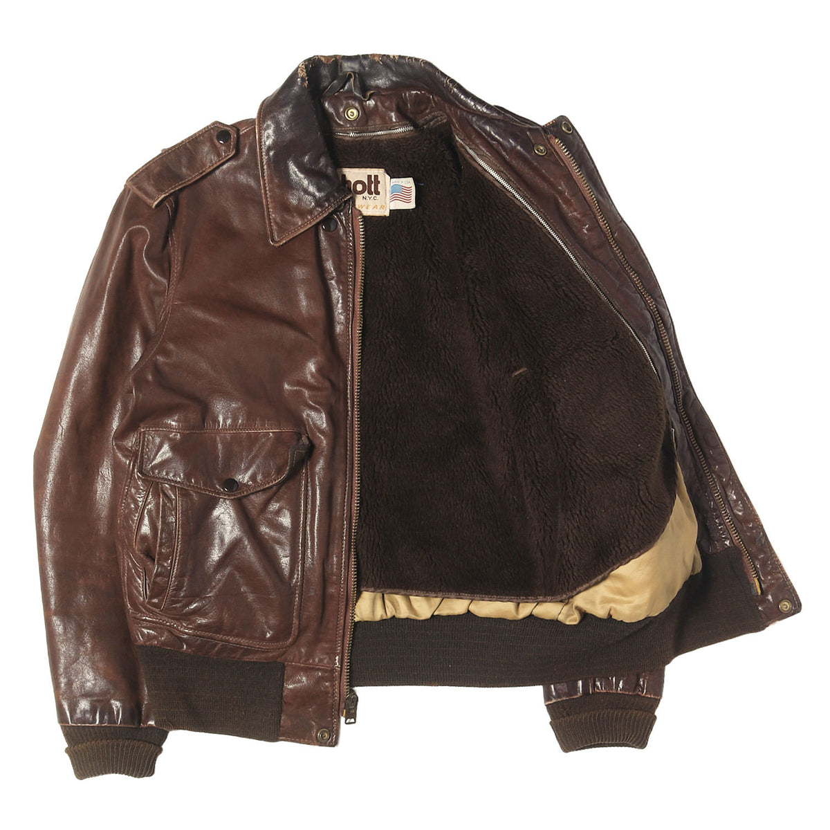 [希少モデル] 70s G-1 ボアライナー付き レザー フライトジャケット / USA製 184SM
