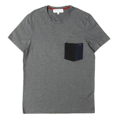 ガンチーニ刺繍 ポケット クルーネック Tシャツ