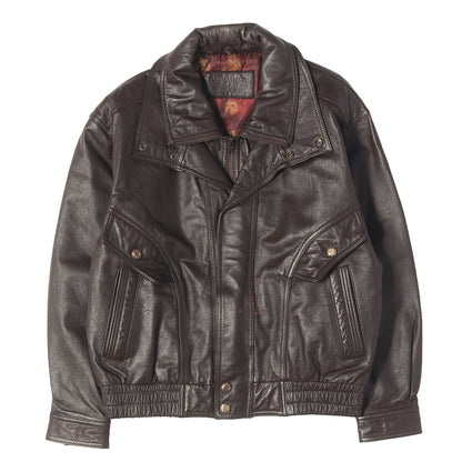 90s 裏地総柄 カウレザー フルジップ ジャケット EDIMARIARE GIOTTO HOMME