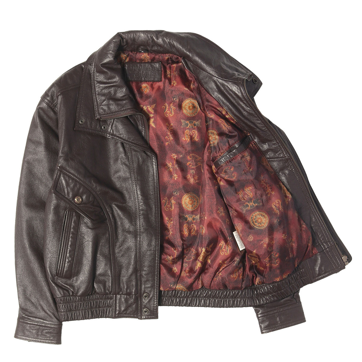 90s 裏地総柄 カウレザー フルジップ ジャケット EDIMARIARE GIOTTO HOMME
