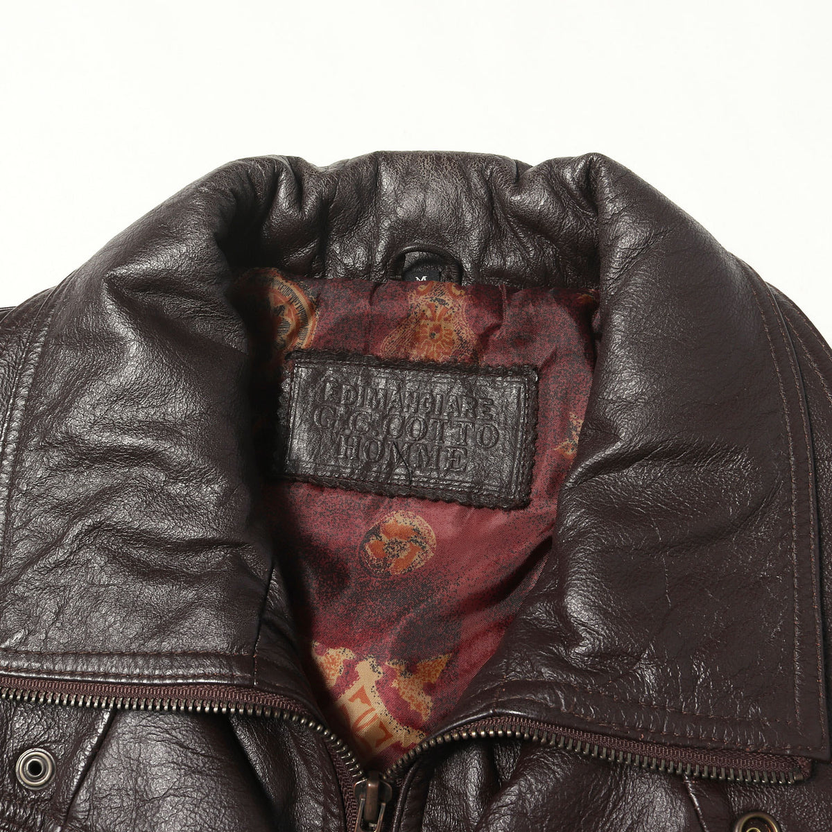 90s 裏地総柄 カウレザー フルジップ ジャケット EDIMARIARE GIOTTO HOMME