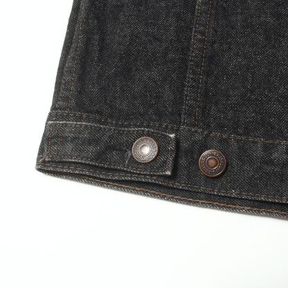 [濃黒 極東リーバイス] 90s 70651-0259 先染め ブラック デニムジャケット / マカオ製 ボタン裏刻印H07